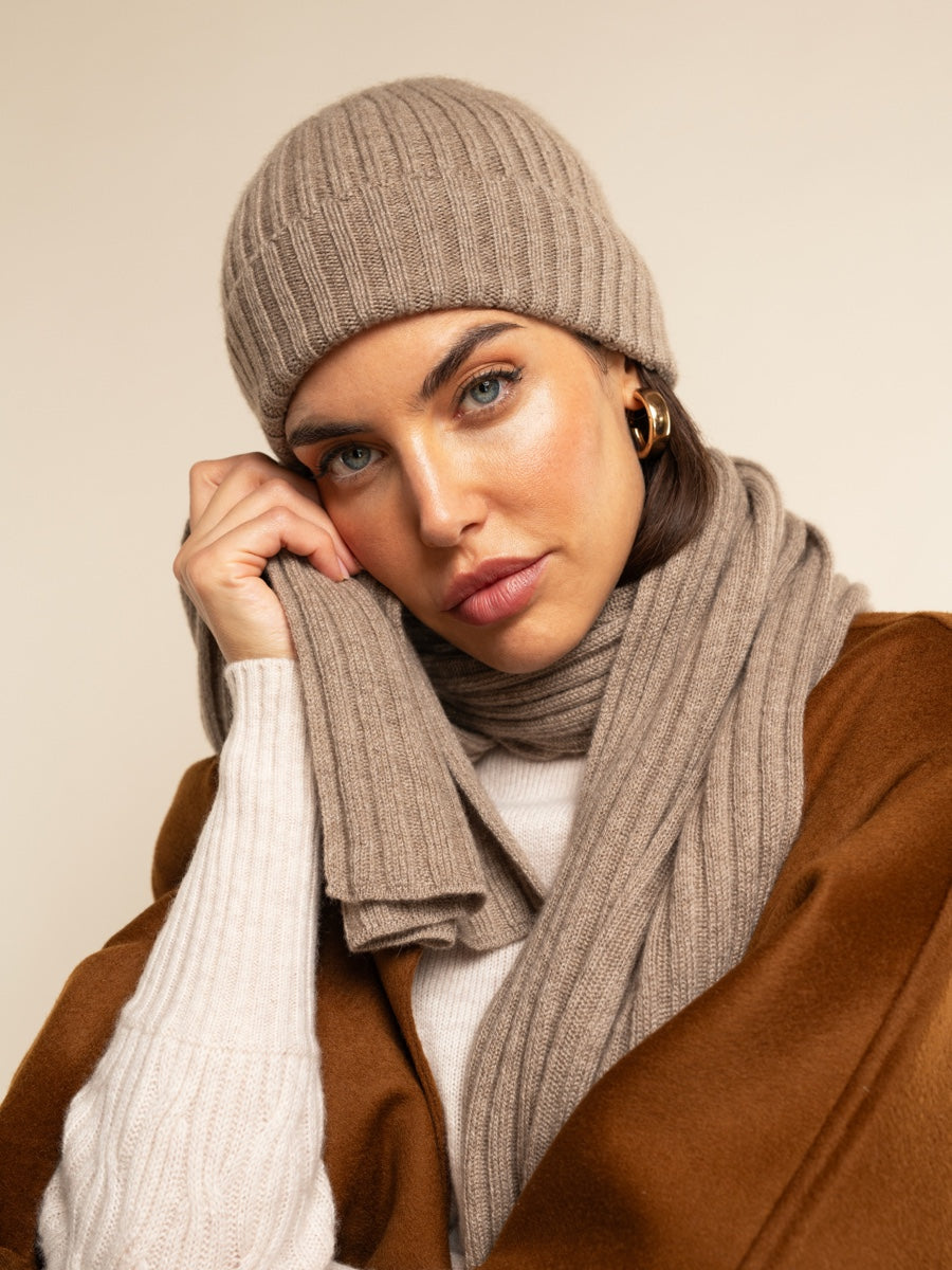 Milano Cashmere Beanie – Brown