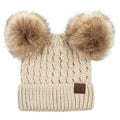Double Pom Cable Knit Beanie