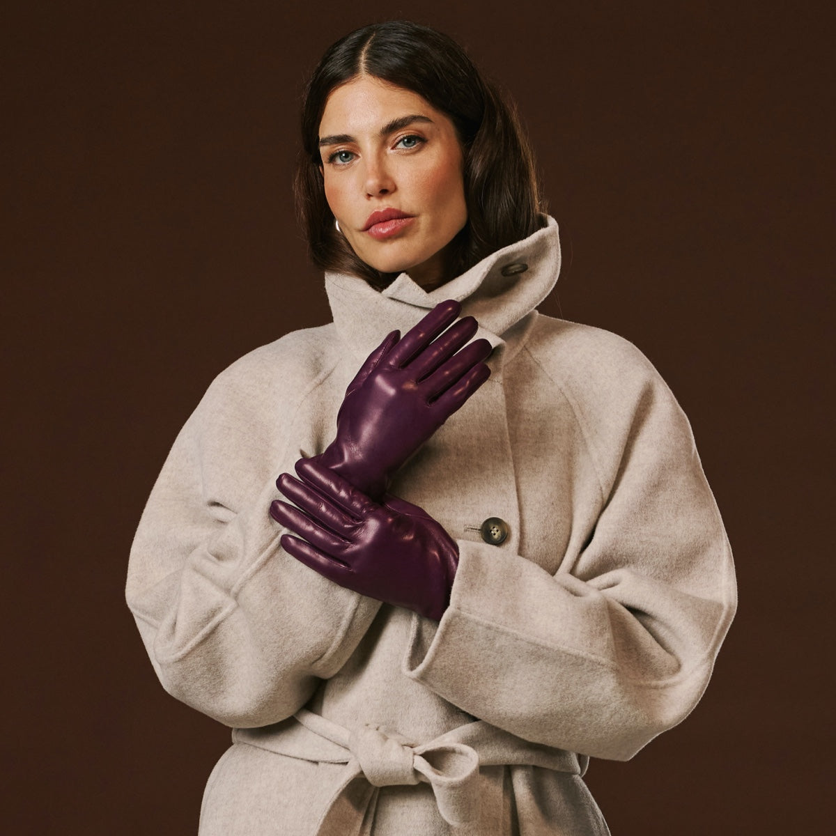 Isabella Leather Gloves – Eggplant