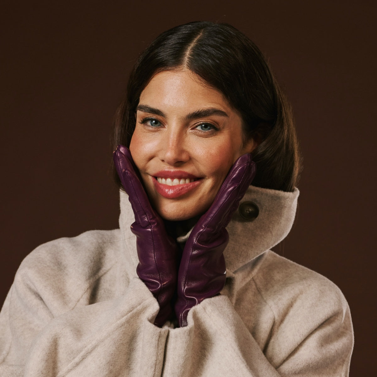 Isabella Leather Gloves – Eggplant